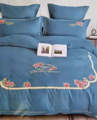 Мягкий нежный постельный комплект от бренда ALLANNA, цвет: морской, сатин/бамбук